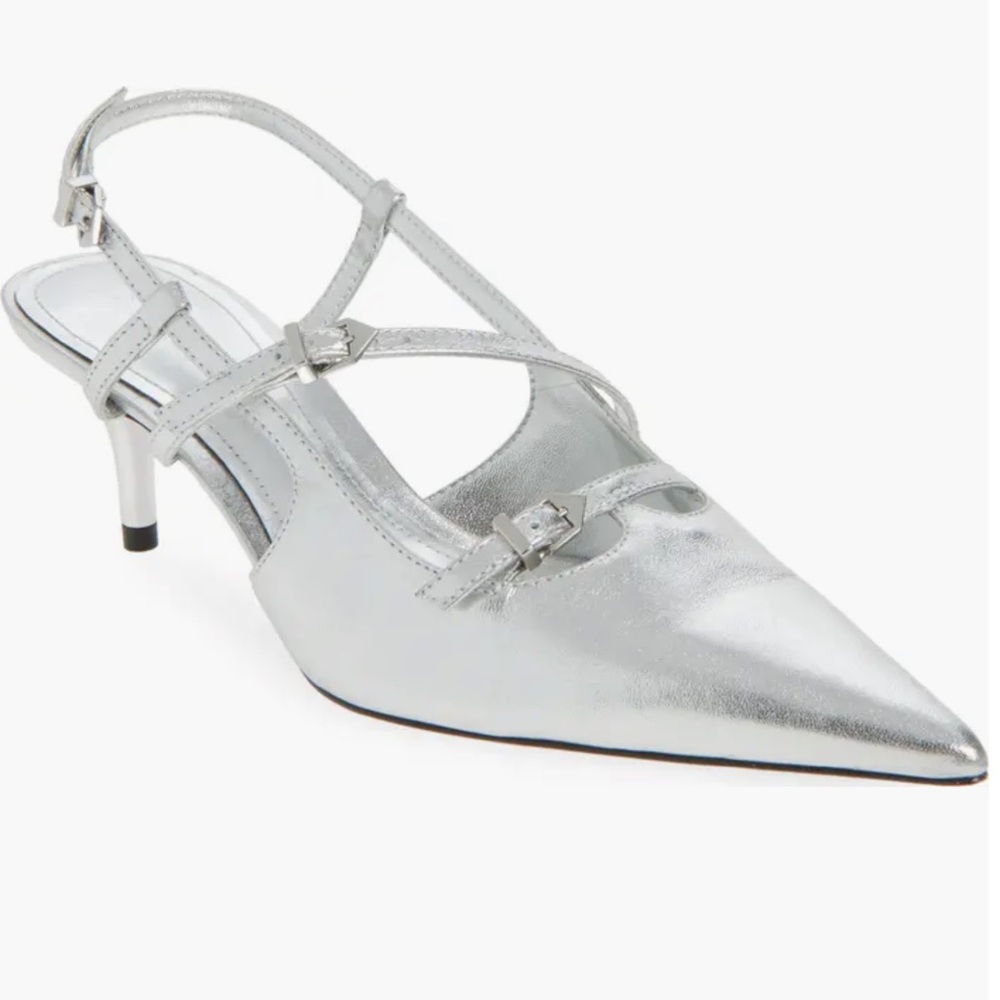 SCHUTZ Metallic Silver Pointed Heels